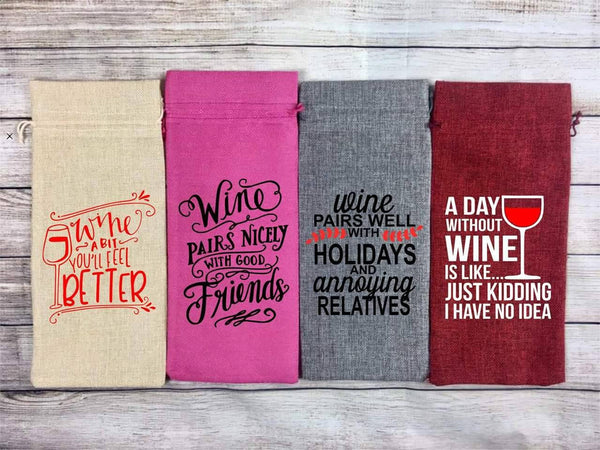 Wine bag, wine storage, hostess gift, bridesmaid gift, housewarming gift, wedding gift, personalized gift