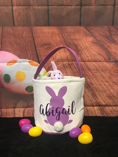 Easter Buckets, Bunny Tail Basket, Personalized Easter basket, bunny Easter basket, Personalized Easter bucket, Kids Easter basket, sequin
