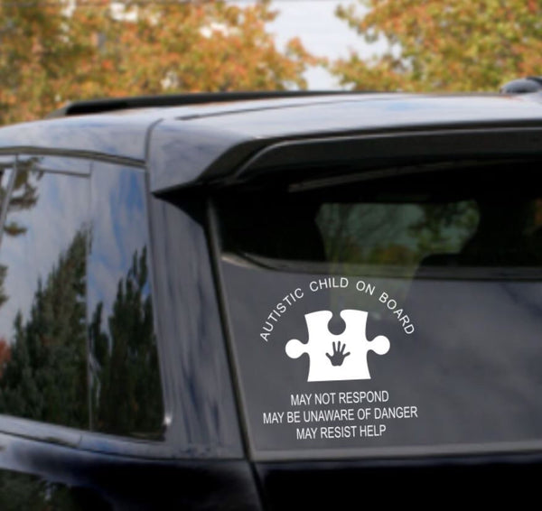Autism Medical Alert Car Decal, Autistic Child on Board, Autistic Adult, medical alert, vinyl decal