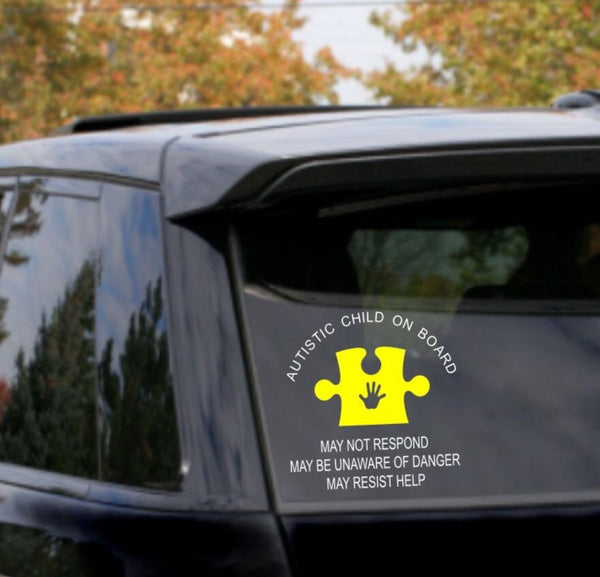 Autism Medical Alert Car Decal, Autistic Child on Board, Autistic Adult, medical alert, vinyl decal