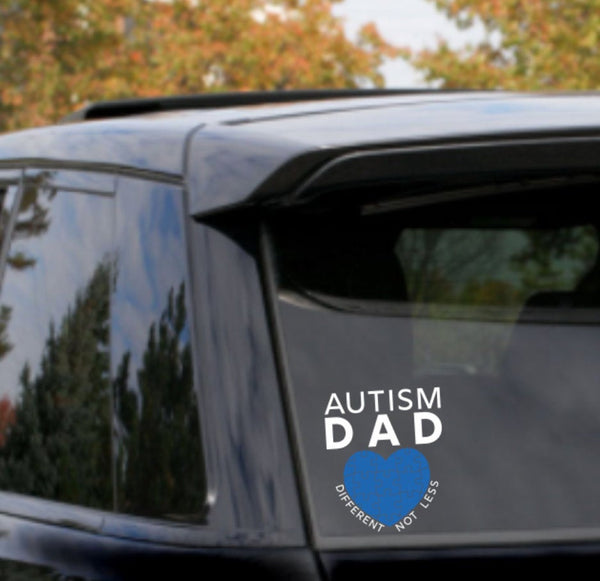 Autism Different Not Less Car Decal, vinyl decal, autism awareness, mom, dad, grandpa, grandma, mimi, mamaw, autism mama