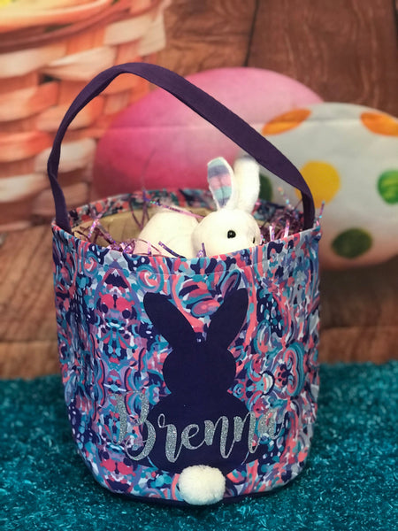 Personalized Canvas Purple Bunny Canvas Easter Basket, Easter Basket, basket, easter, Personalization, Purple Boho Easter Bucket