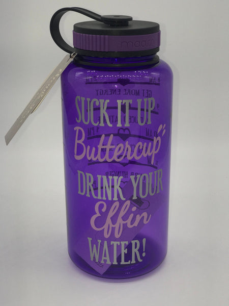 Suck It Up Buttercup and Drink Your Effing Water, Motivational Fitness Water Bottle, Cat Water Bottle, Fitness Water Tracker