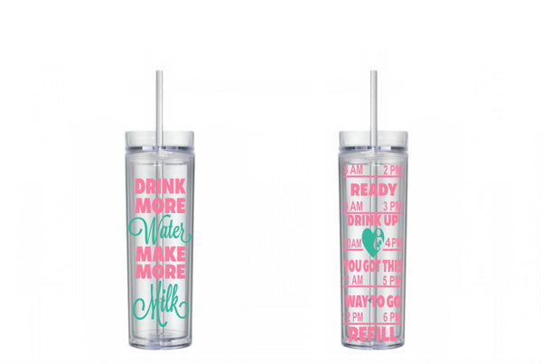 Drink More Water Make More Milk Breastfeeding Water Tracker, Motivational, 16 oz, Water Reminder, milk, glitter, skinny tumbler, To go cup