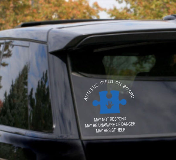 Autism Medical Alert Car Decal, Autistic Child on Board, Autistic Adult, medical alert, vinyl decal