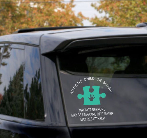 Autism Medical Alert Car Decal, Autistic Child on Board, Autistic Adult, medical alert, vinyl decal