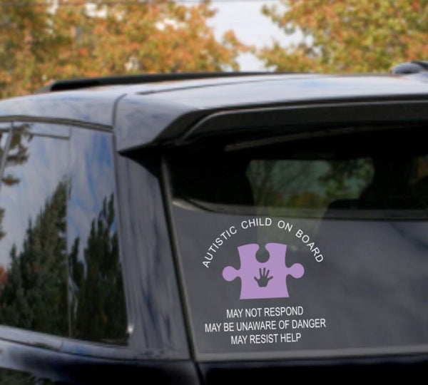 Autism Medical Alert Car Decal, Autistic Child on Board, Autistic Adult, medical alert, vinyl decal