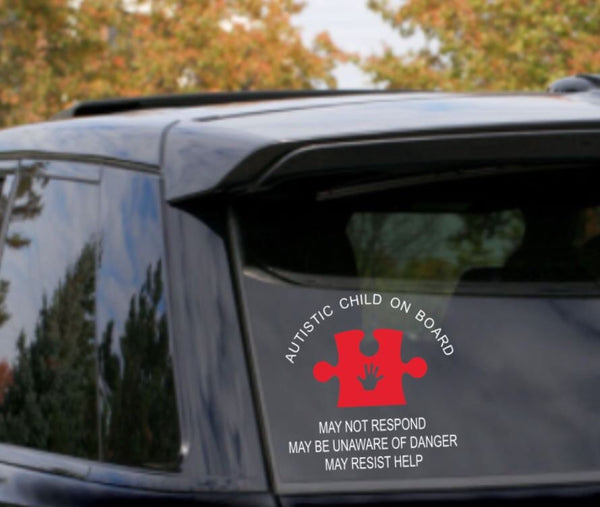 Autism Medical Alert Car Decal, Autistic Child on Board, Autistic Adult, medical alert, vinyl decal