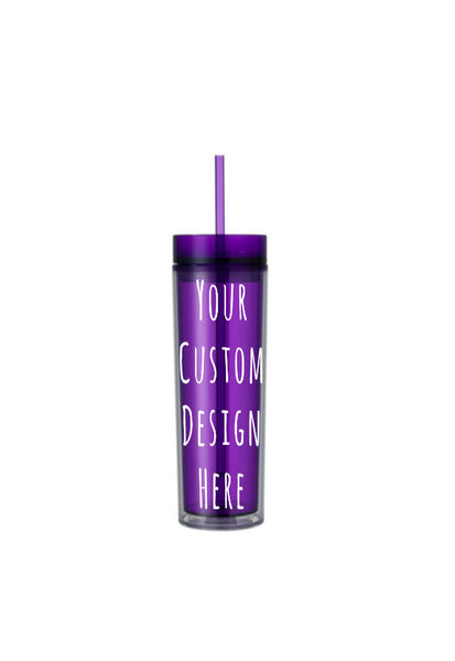 Custom Skinny Tumbler, Custom Water Bottle, Straw, 16 oz, skinny tumbler, To go cup, personalized skinny tumbler, customized tumbler, custom