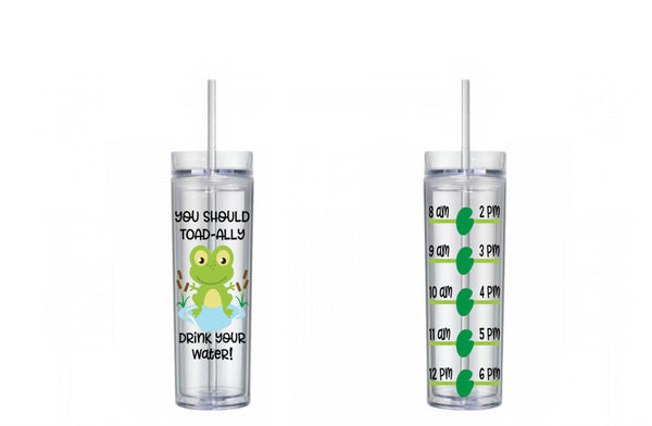 You Should Toad-ally Drink Your Water Water Tracker, Motivational, 16 oz, Water Reminder, toad, frog, skinny tumbler, To go cup