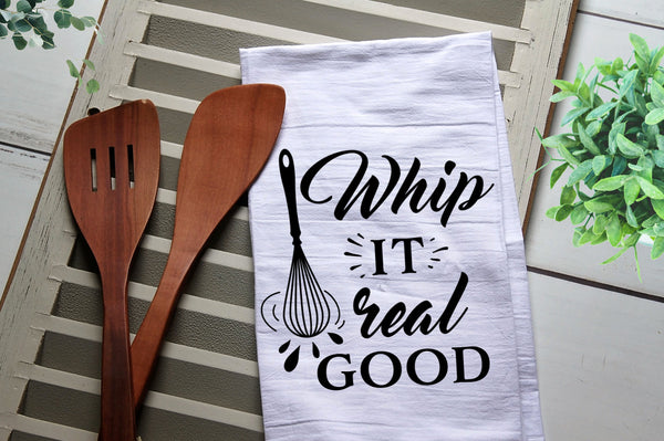 Whip It Real Good Tea Towel, Kitchen Towel, Cook, Kitchen, Whisk, Whip It, Personalized Towel