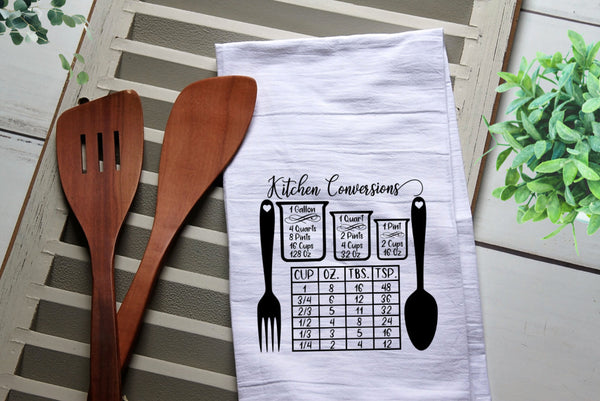 Kitchen Conversions Tea Towel, Kitchen Towel, Cook, Kitchen, Personalized Towel, Kitchen, Tea Towels, Kitchen Cheat Sheet, Measurements