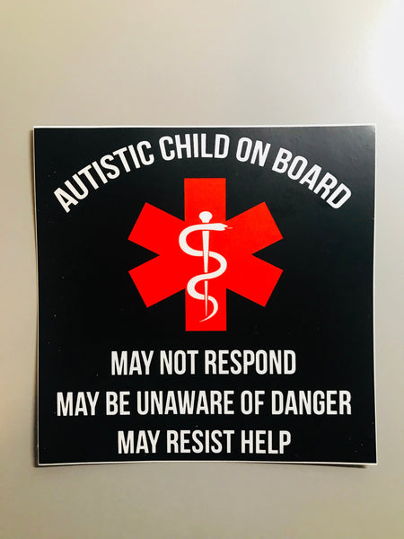 Autism Medical Alert Car Decal, Autistic Child on Board, medical alert, vinyl decal, autism awareness