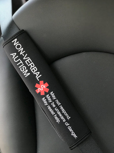 Autism Seat Belt Cover Non-Verbal Autism, Medical Alert Autism, Seatbelt Cover, non-verbal, autistic, autism med alert