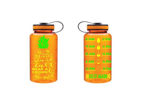 Be a Pineapple Water Bottle, Wide Mouth Water Bottle, Water Bottle, Motivational Water Bottle, Fitness Water Tracker, Pineapple, Stand Tall