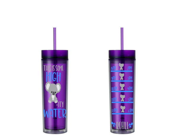 Koala Water Bottle, Koala Water Tracker, Motivational, 16 oz, Water Reminder, skinny tumbler, To go cup, Koala, High Quality Water