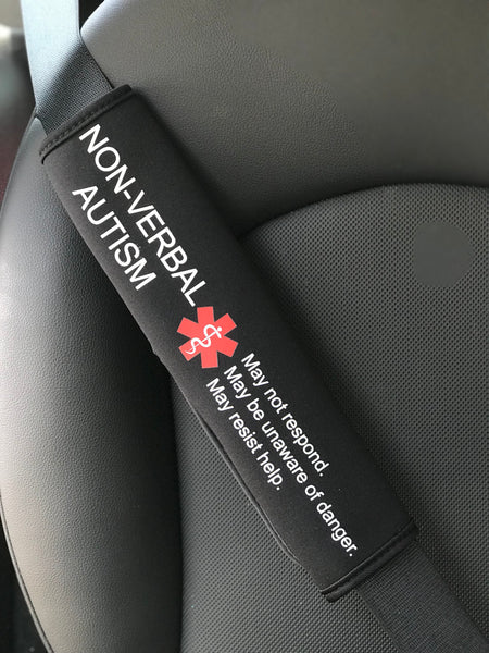 Autism Seat Belt Cover Non-Verbal Autism, Medical Alert Autism, Seatbelt Cover, non-verbal, autistic, autism med alert