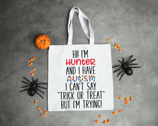 Autism Trick or Treat Bag, Halloween Bag, Trick-or-treat bag, Autism Halloween Bucket, Autism, Personalized Trick or Treat Bag, Halloween