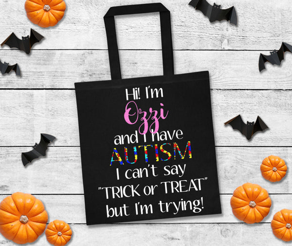 Autism Trick or Treat Bag, Halloween Bag, Trick-or-treat bag, Autism Halloween Bucket, Autism, Personalized Trick or Treat Bag, Halloween
