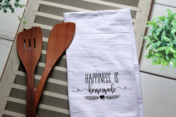 Happiness is Homemade Tea Towel, Kitchen Towel, Cook, Kitchen, Personalized Towel, Kitchen, Cook, Happiness is Homemade, tea towels