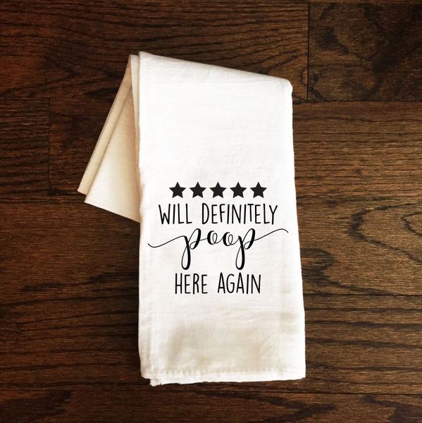 Bathroom Towel, Five Stars Will Poop Here Again, Bath Towel, Bathroom Towel, Guest Bathroom, Bathroom Decor, Gift, Farmhouse