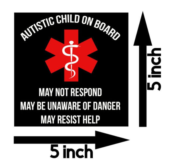 Autism Medical Alert Car Decal, Autistic Child on Board, medical alert, vinyl decal, autism awareness