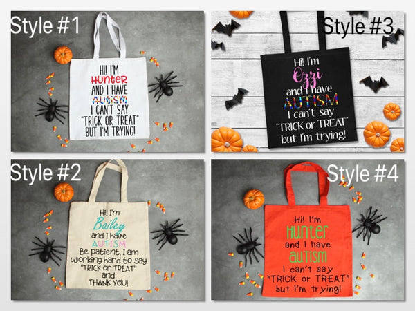 Autism Trick or Treat Bag, Halloween Bag, Trick-or-treat bag, Autism Halloween Bucket, Autism, Personalized Trick or Treat Bag, Halloween