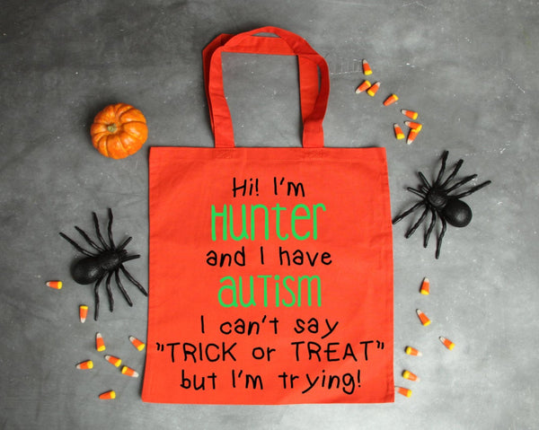 Autism Trick or Treat Bag, Halloween Bag, Trick-or-treat bag, Autism Halloween Bucket, Autism, Personalized Trick or Treat Bag, Halloween