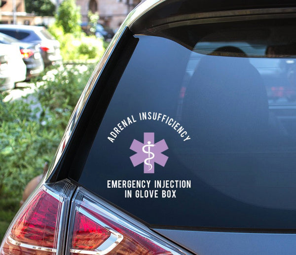 Adrenal Insufficiency Medical Alert Car Decal, Adrenal Insufficiency, Addison's Disease, PAI, SAI, medical alert, vinyl decal