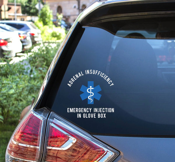 Adrenal Insufficiency Medical Alert Car Decal, Adrenal Insufficiency, Addison's Disease, PAI, SAI, medical alert, vinyl decal