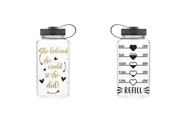 She Believed She Could So She Did Water Bottle, Motivational Water Bottle, Water Tracker, Wide Mouth, She Believed She Could So She Did