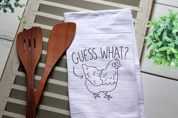 Guess What Chicken Butt Tea Towel, Kitchen Towel, Housewarming Gift, Funny, Personalized Kitchen Towel, Personalized Tea Towel, gift for mom