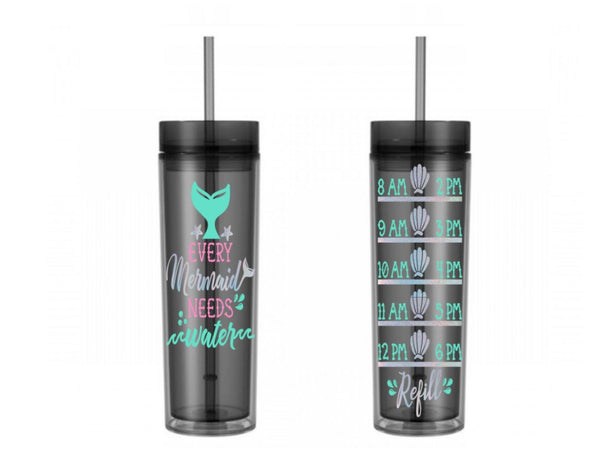 Every Mermaid Needs Water Tracker, Motivational, 16 oz, Water Reminder, Mermaid, drink your water, skinny tumbler, To go cup