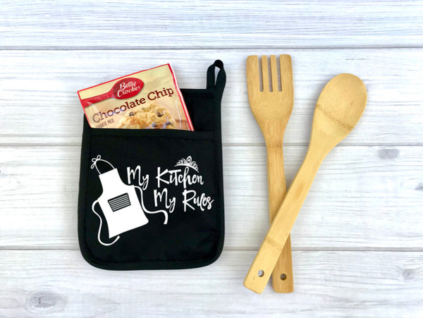 My Kitchen My Rules Potholder, Potholder, Kitchen, Personalized Pot Holder, funny potholder, baking, my kitchen, my rules, apron