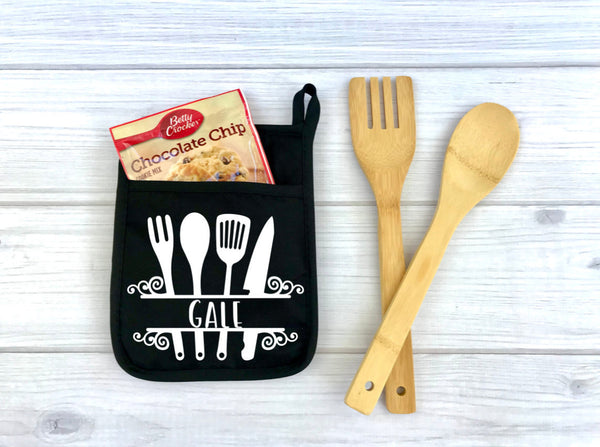 Personalized Potholder, Potholder, Kitchen, Personalized Pot Holder, funny potholder, baking, last name, personalized, utensils