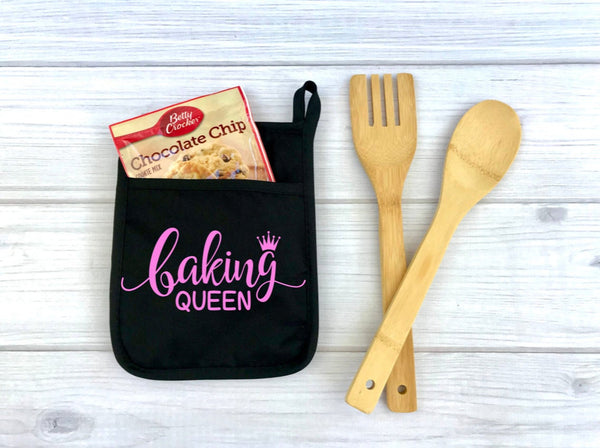 Baking Queen Glitter Potholder, Potholder, Kitchen, Personalized Pot Holder, funny potholder, baking, queen, baking queen
