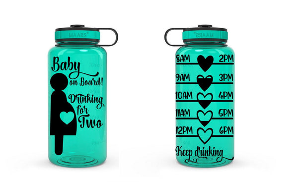 Baby on Board Drinking for Two Water Bottle, Motivational Water Bottle, Fitness Water Tracker, Wide Mouth, Pregnant, Pregnancy
