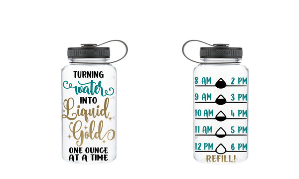Turning Water Into Liquid Gold Breastfeeding Water Tracker, Motivational Fitness Water Bottle, Fitness Water Tracker, Wide Mouth Bottle