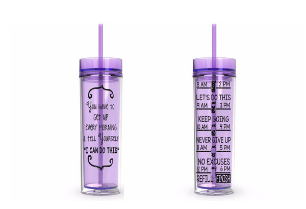Motivational Water Tracker, Motivational, 16 oz, Water Reminder, motivational, skinny tumbler, To go cup