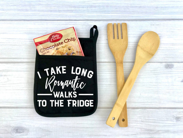 I Take Long Romantic Walks to the Fridge Potholder, Potholder, Kitchen, funny potholder, long romantic walks, fridge, funny
