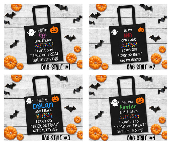 Autism Trick or Treat Bag, Halloween Bag, Trick-or-treat bag, Autism Halloween Bucket, Autism, Personalized Trick or Treat Bag, Halloween