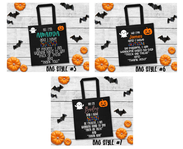 Autism Trick or Treat Bag, Halloween Bag, Trick-or-treat bag, Autism Halloween Bucket, Autism, Personalized Trick or Treat Bag, Halloween