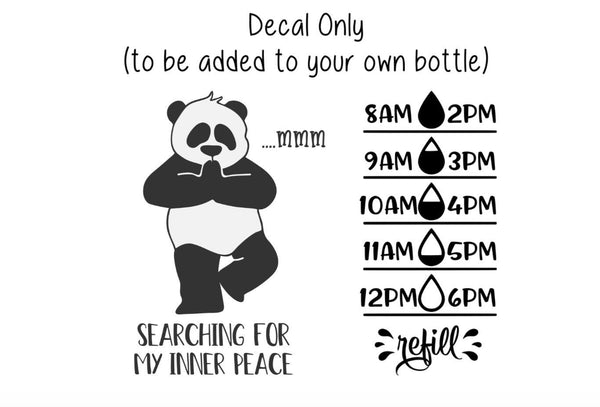 Panda Water Bottle Decal, Water Tracker Decal, Yoga Panda Water Tracker and Design, Decal Only, Water Tumbler Decal, Personalized Decal