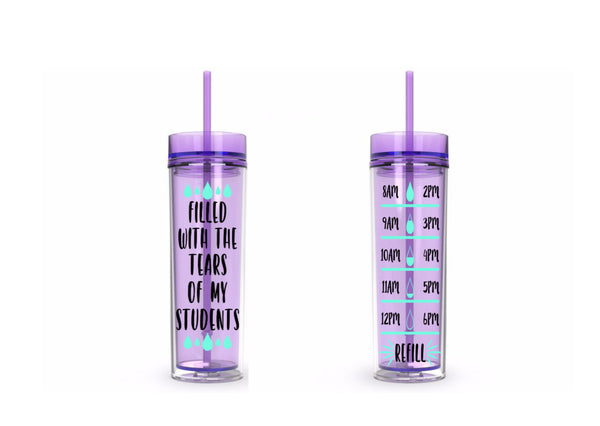 Teacher Tumbler, Teacher Water Bottle, Tears of my Students, 16 oz, Water Reminder, skinny tumbler, To go cup, Apple, Personalized Teacher