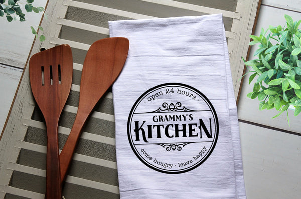 Grammy's Kitchen Flour Sack Dish Towel, Tea Towel, Grammy, Gift for Grandmother, Decorative Towel, Kitchen Towel, Cook, Bake, Christmas Gift