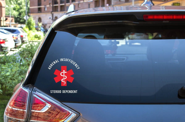 Adrenal Insufficiency Medical Alert Car Decal, Adrenal Insufficiency, Addison's Disease, PAI, SAI, medical alert, vinyl decal
