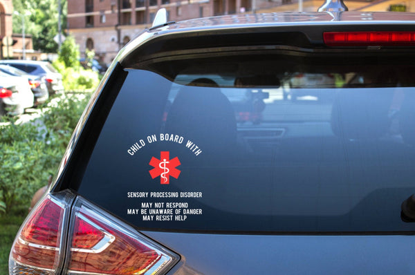 Sensory Processing Disorder Medical Alert Car Decal, SPD Child on Board, Sensory Processing Disorder Decal, medical alert, vinyl decal
