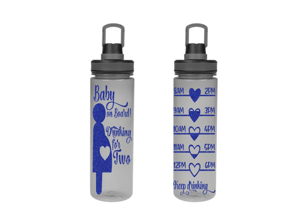 Pregnancy Water Tracker, Motivational, 25 oz, 20 oz Double Wall, Water Reminder, breastmilk, To go cup, Baby on Board, Drinking for Two