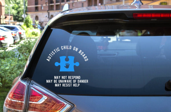Autism Medical Alert Car Decal, Autistic Child on Board, Autistic Adult, medical alert, vinyl decal