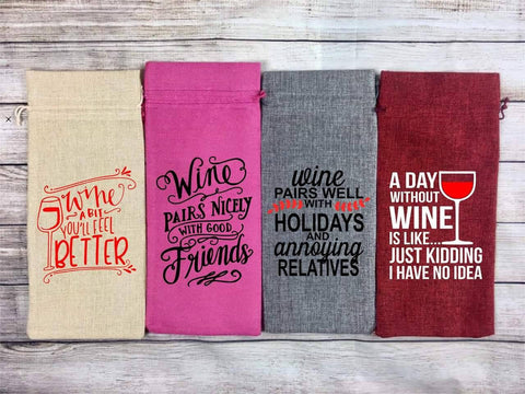 Wine bag, wine storage, hostess gift, bridesmaid gift, housewarming gift, wedding gift, personalized gift